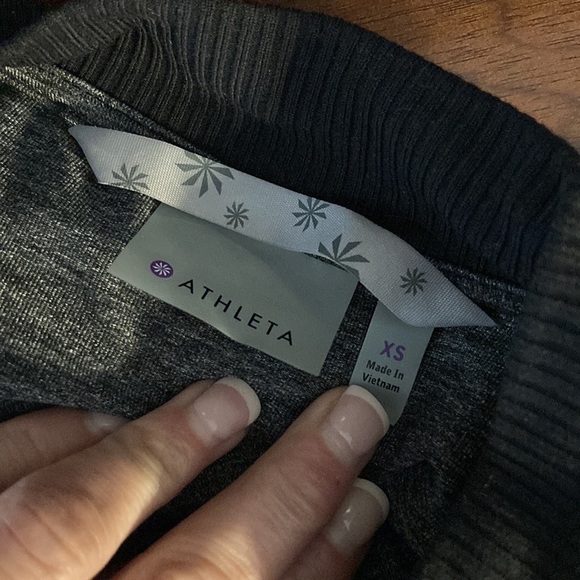 ATHLETA SIZE XS bombtastic zip up bomber jacket heathered black grey - Picture 8 of 8
